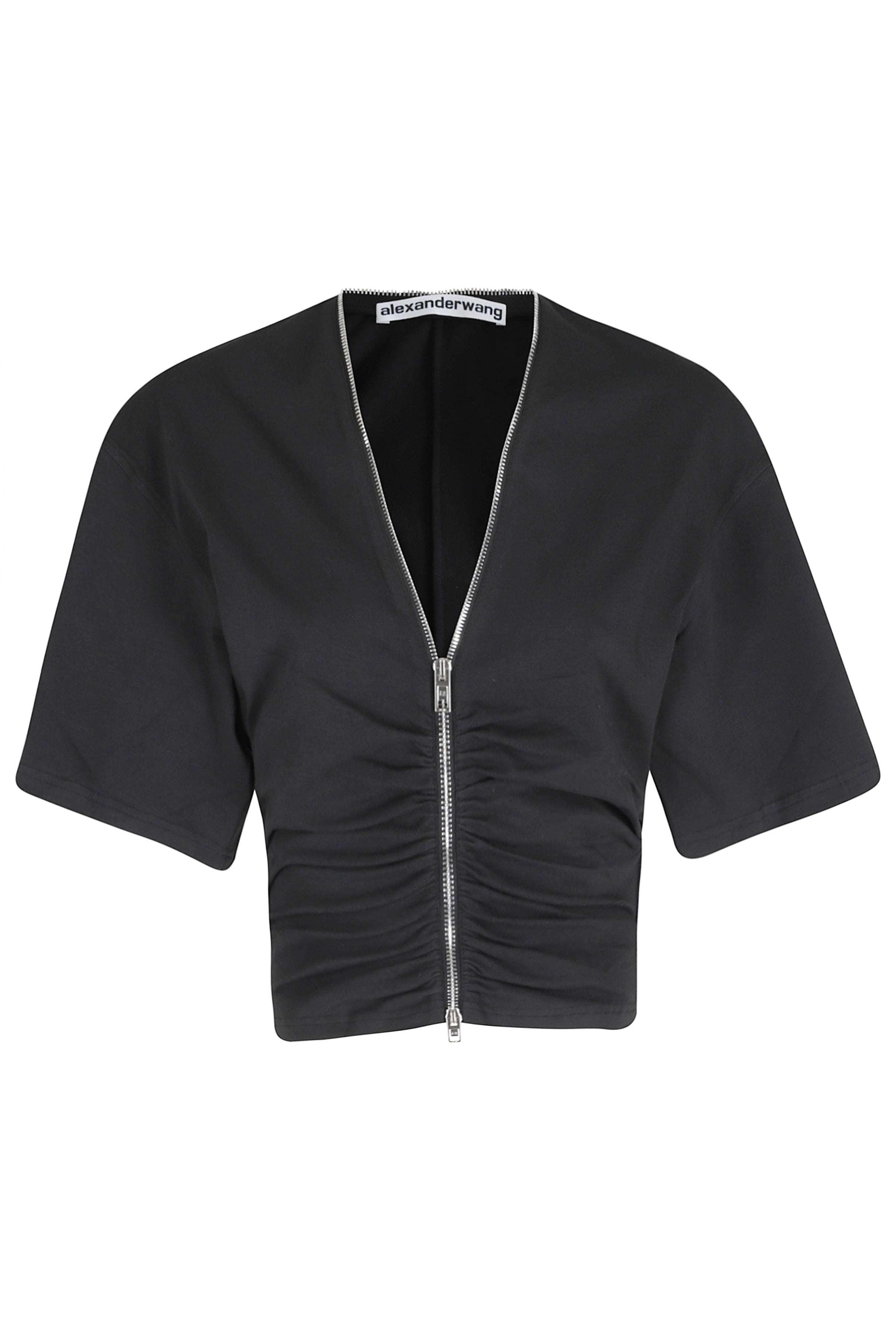 Gathered T-Shirt Black Cotton