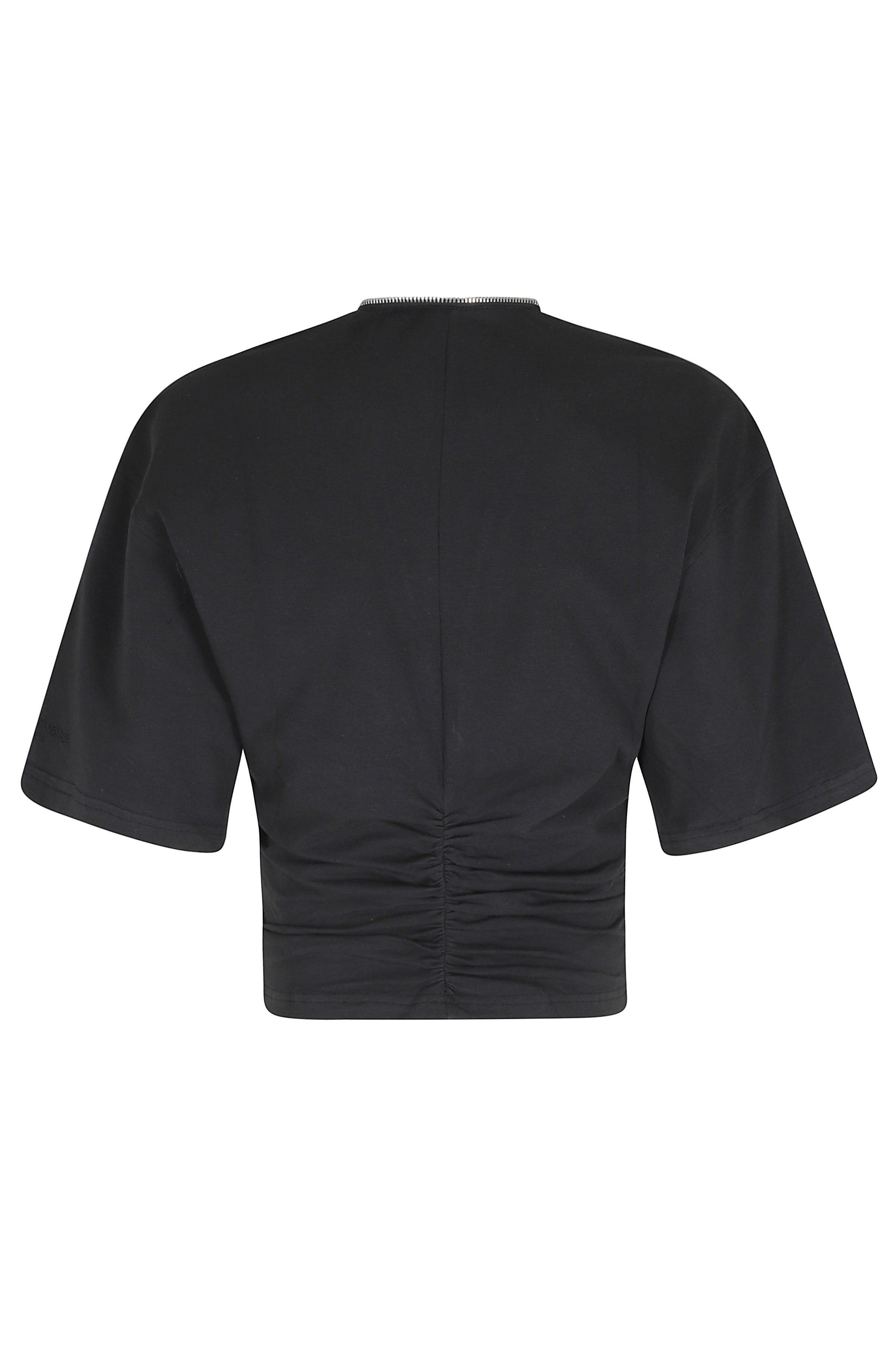 Gathered T-Shirt Black Cotton