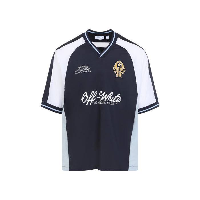 Soccer V-Neck T-Shirt Blue Polyester Tshirt