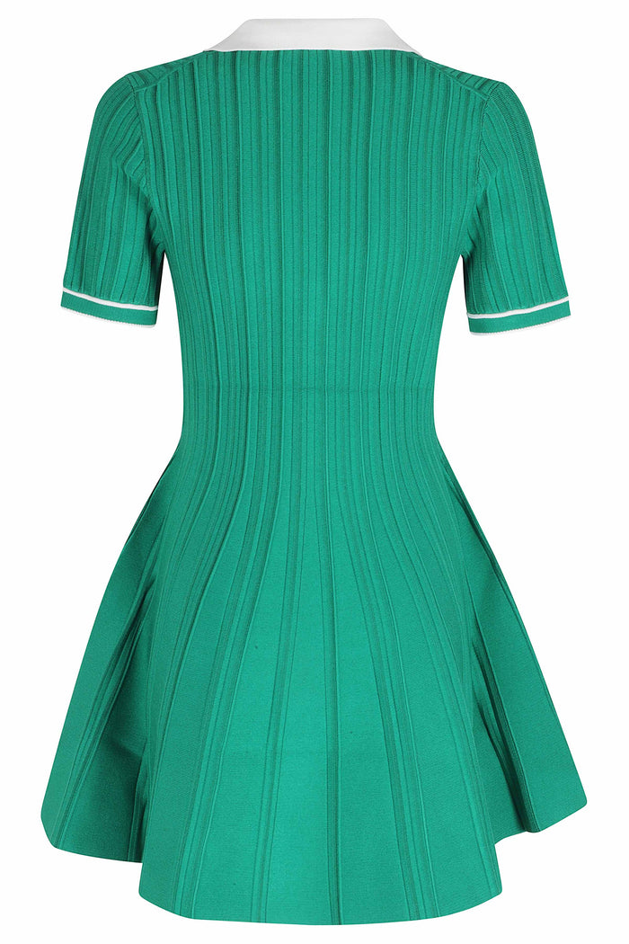 Page Knit Polo Mini Dress Green Viscosa Abito