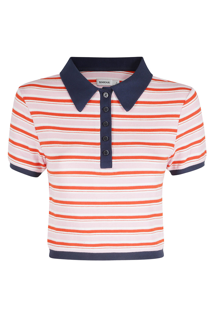 Marnie Knit Polo Pink & Purple Viscosa Modal Elastane