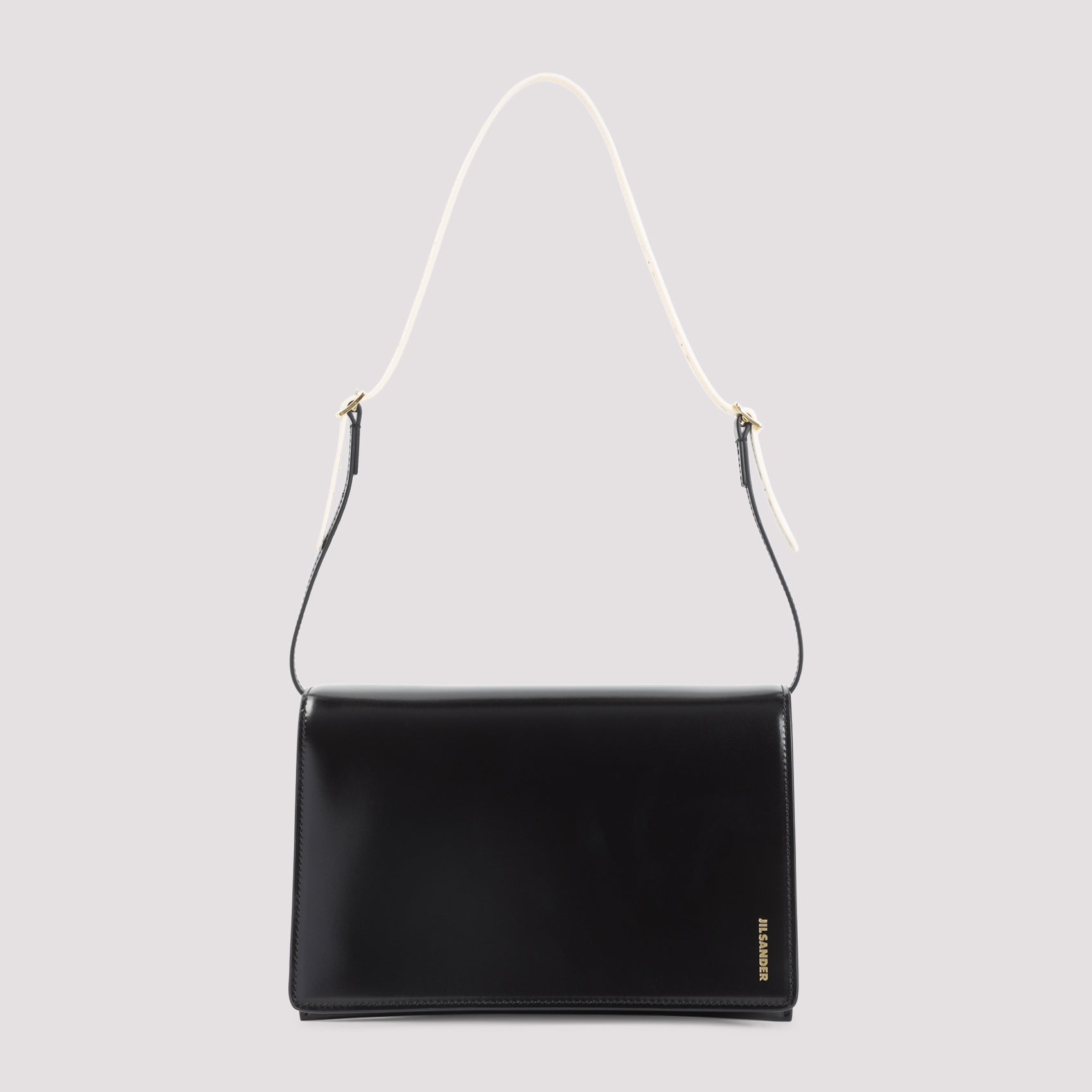 File Shoulder Bag Black Calf Leather