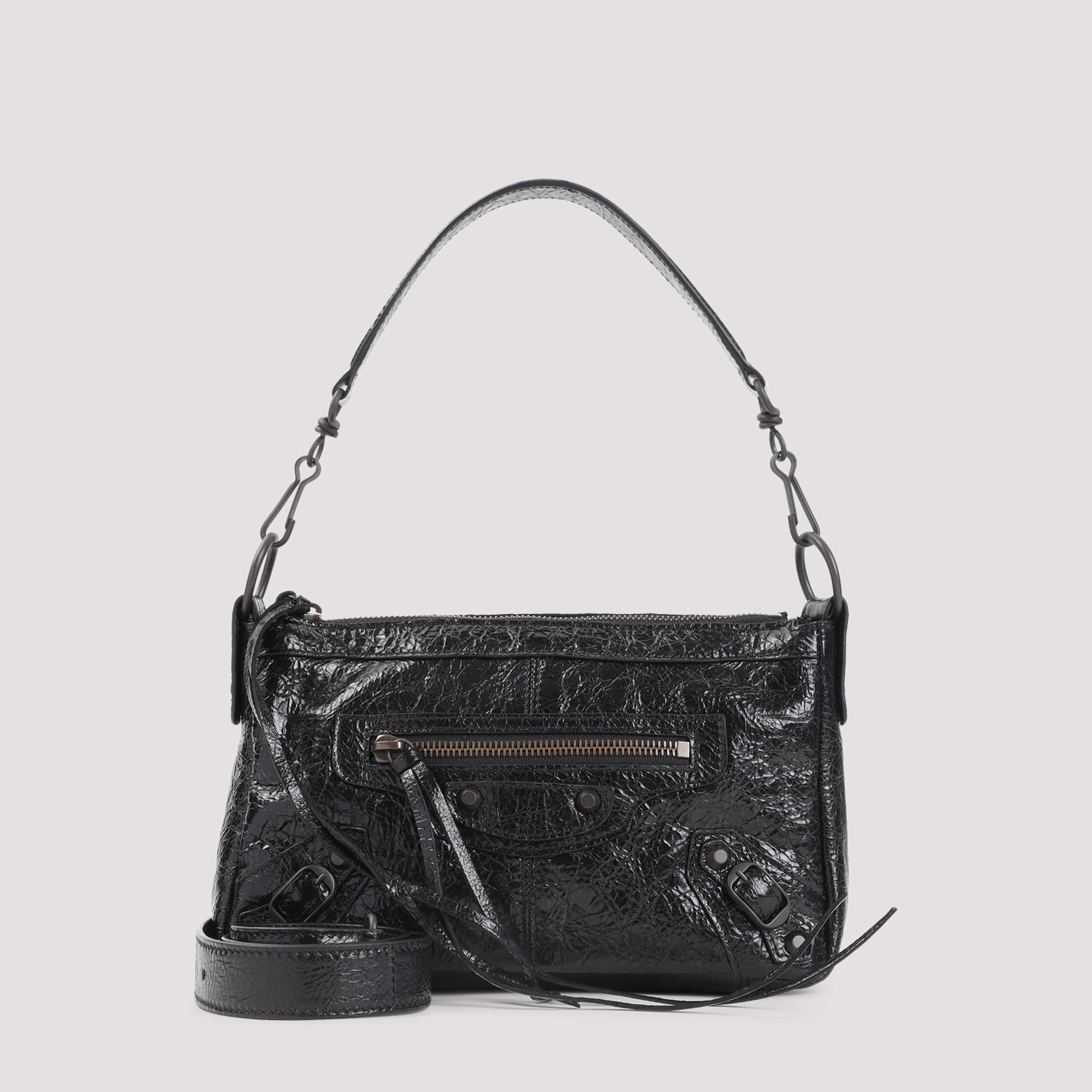 Le City Moto Shoulder Bag Black Leather