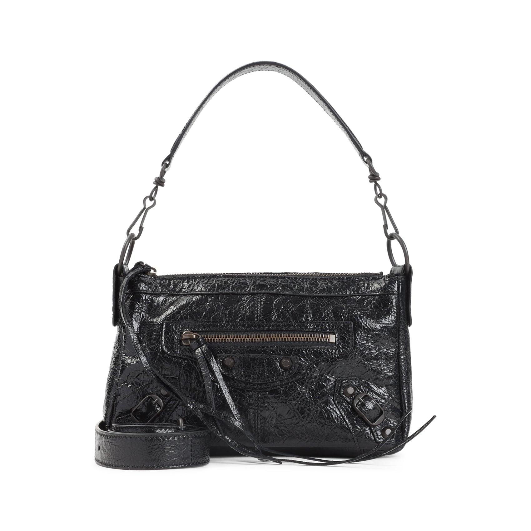 Le City Moto Shoulder Bag Black Leather