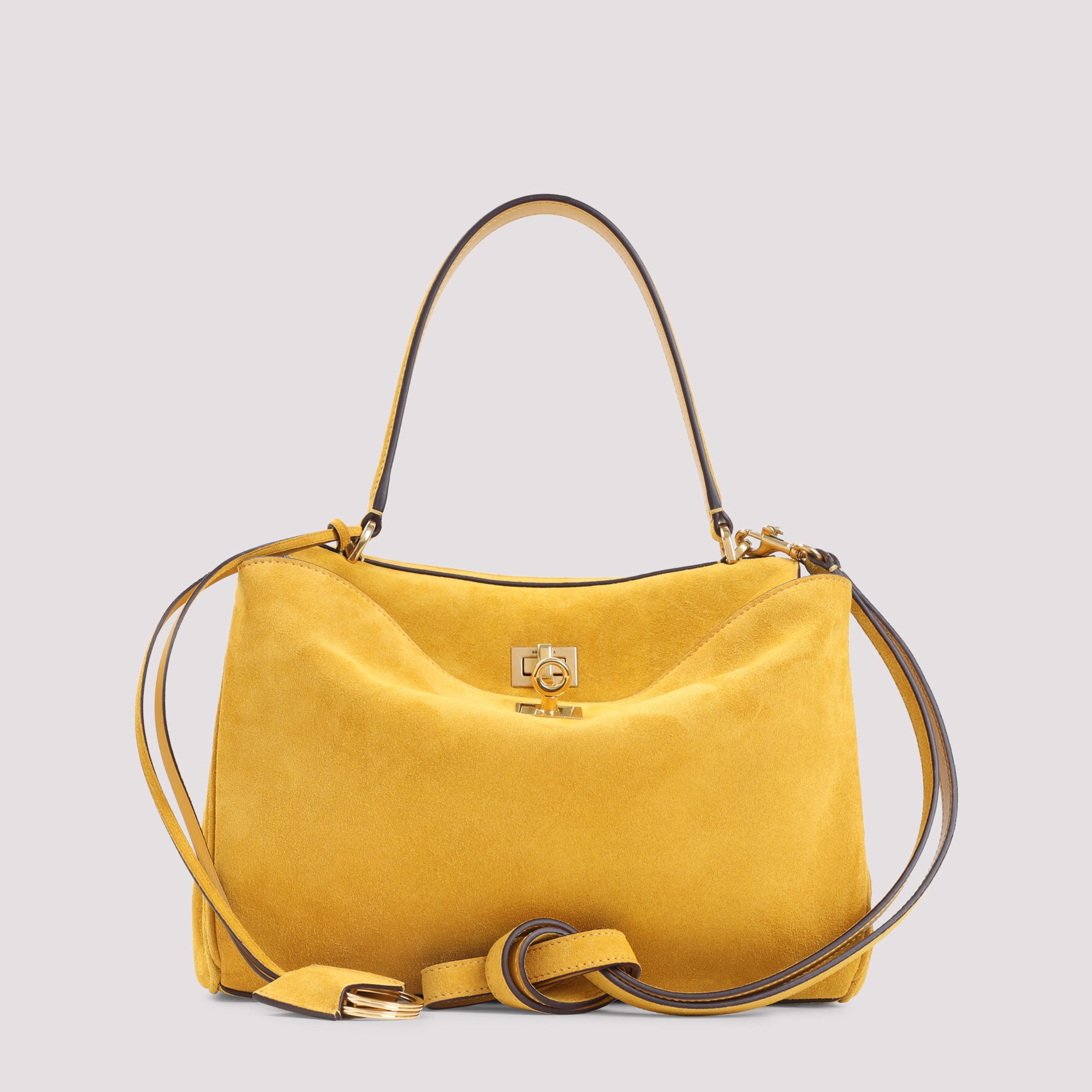 Rodeo Top Handle Shoulder Bag Yellow & Orange Suede Leather