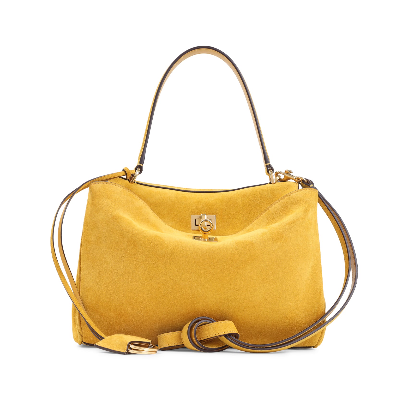 Rodeo Top Handle Shoulder Bag Yellow & Orange Suede Leather