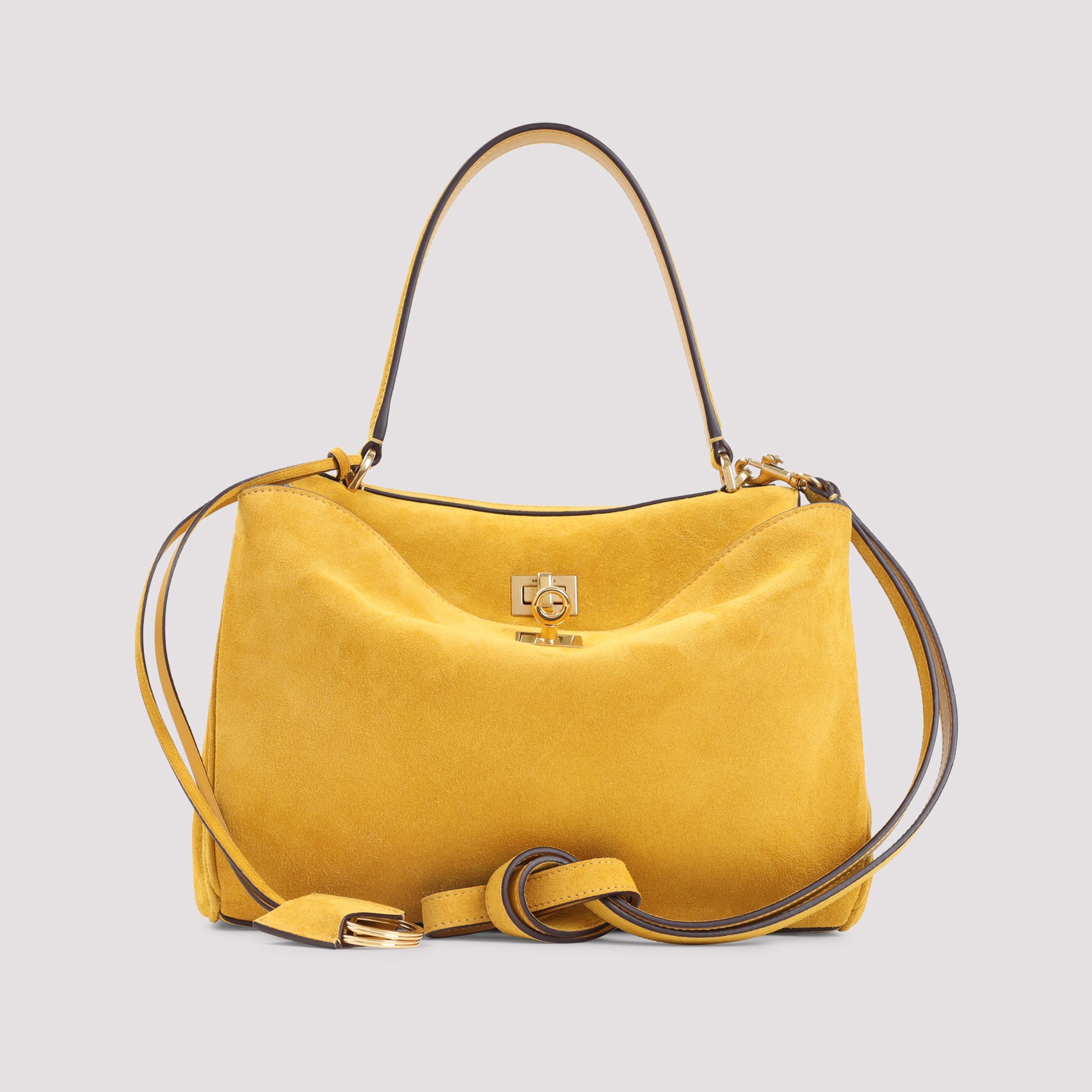 Rodeo Top Handle Shoulder Bag Yellow & Orange Suede Leather