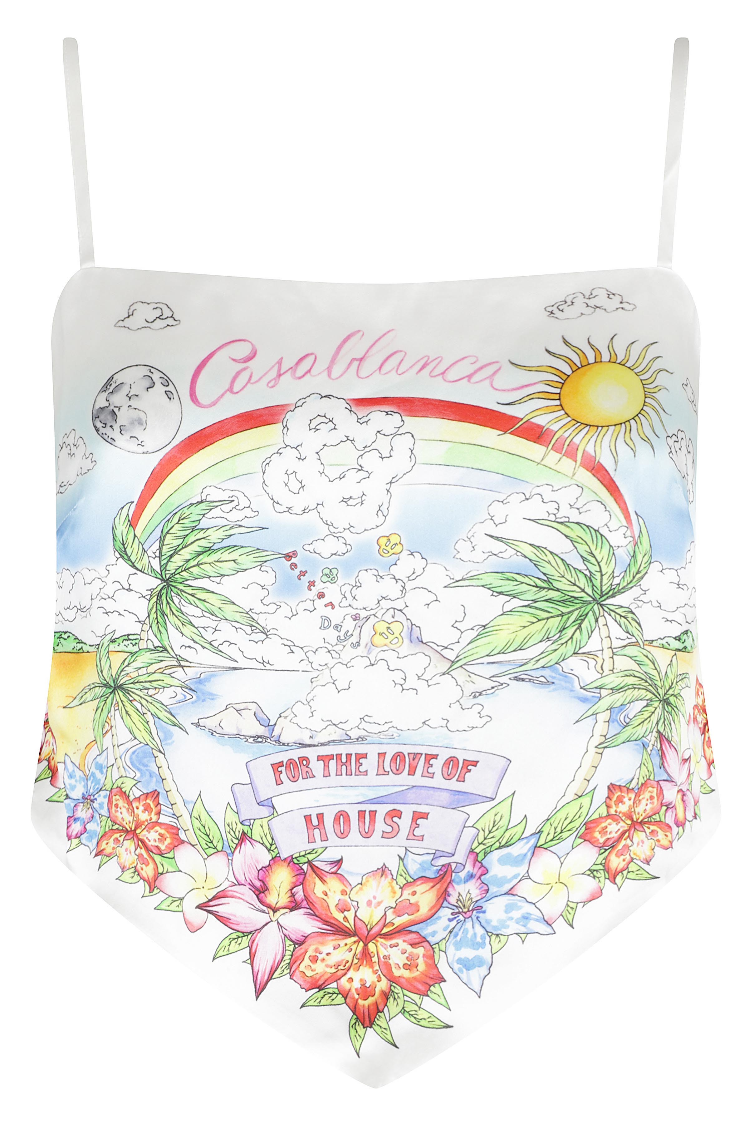 Silk Satin Scarf Top White
