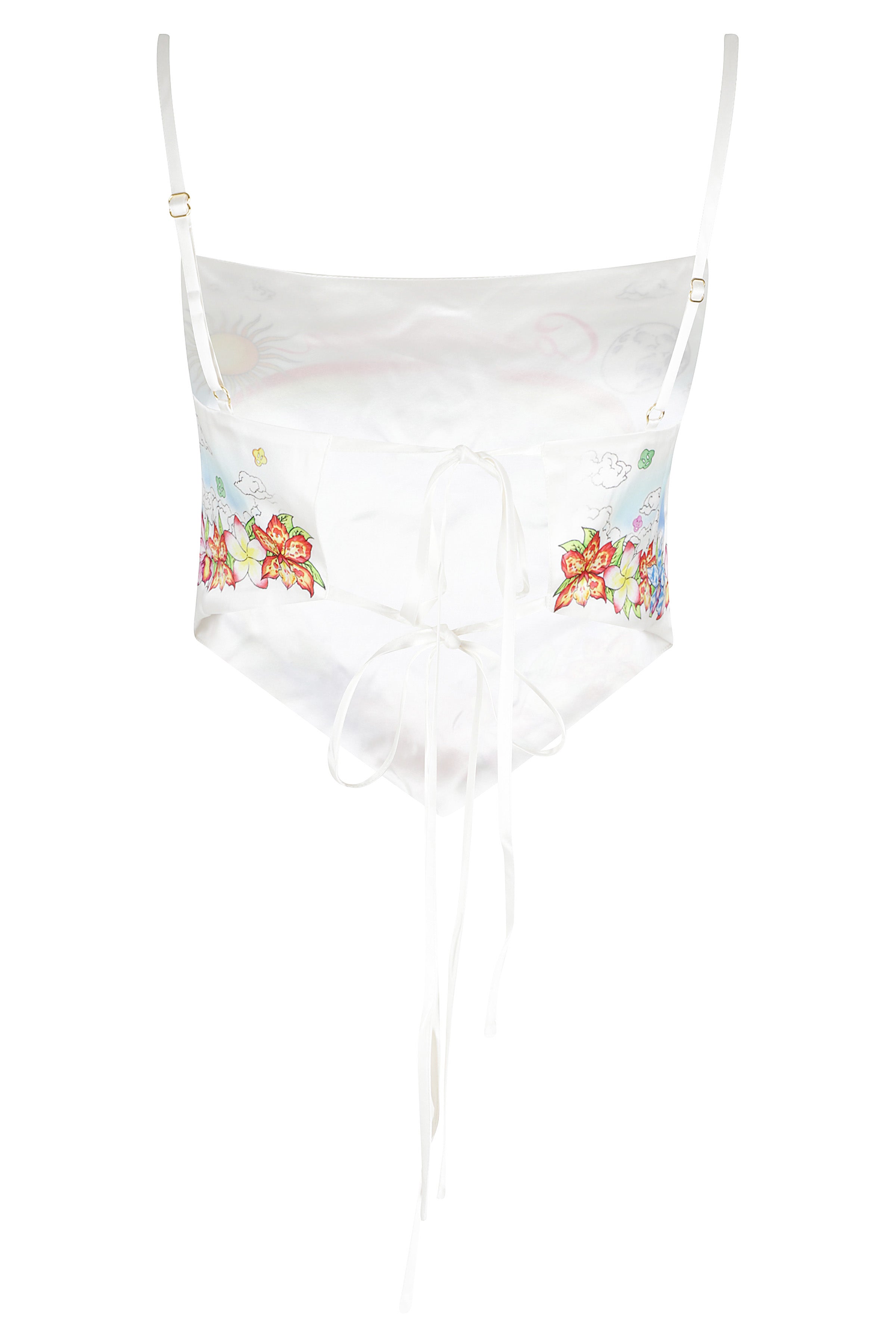 Silk Satin Scarf Top White