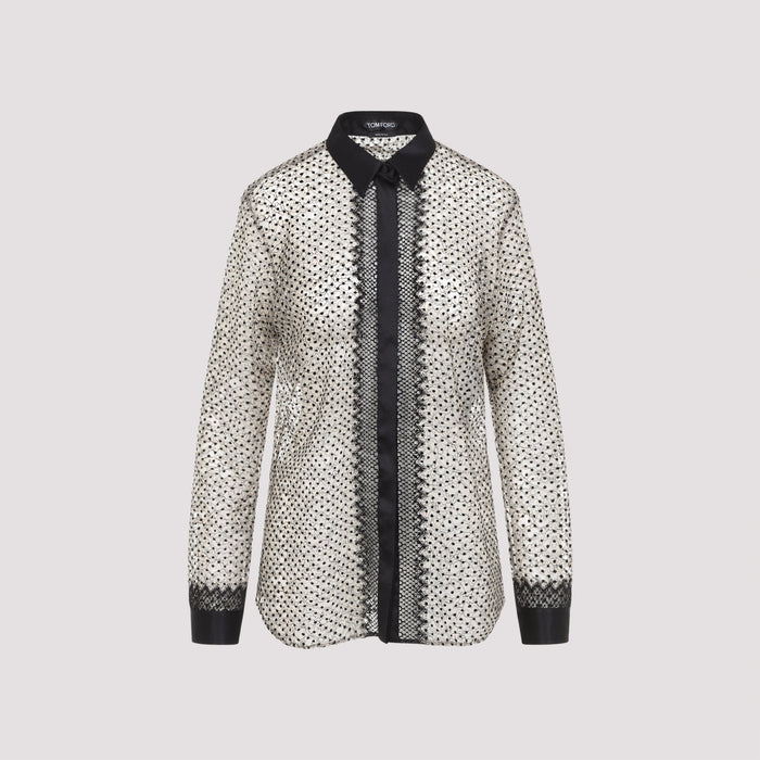 Flock Polka Dot Shirt Black Polyamide Polyester