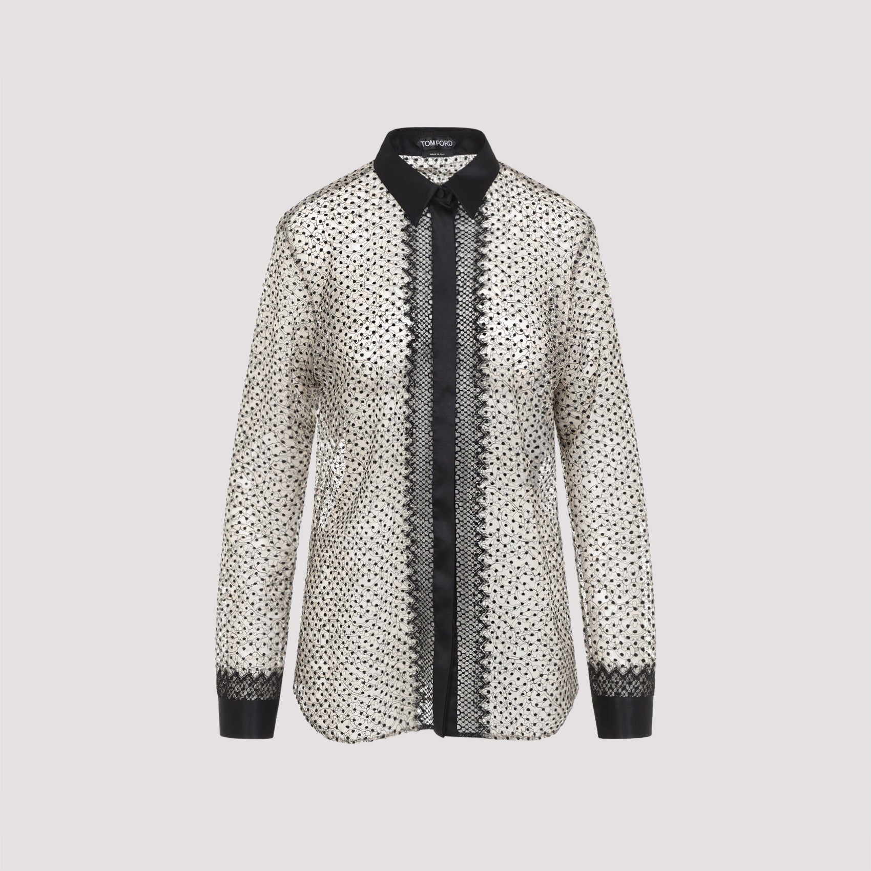 Flock Polka Dot Shirt Black Polyamide Polyester