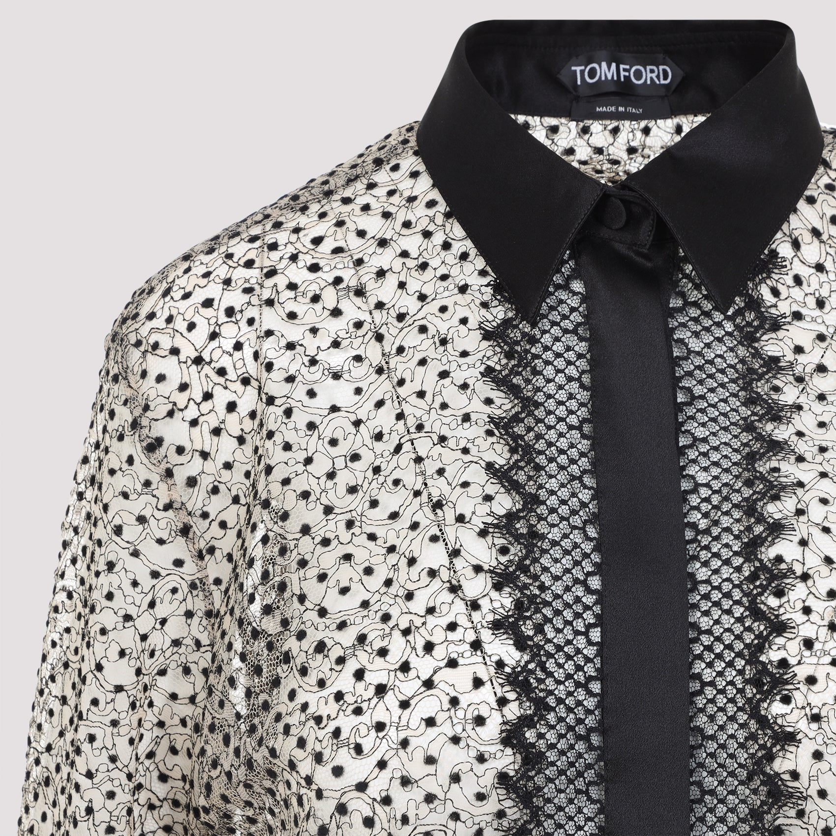 Flock Polka Dot Shirt Black Polyamide Polyester