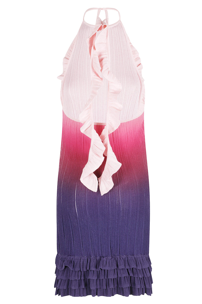Gradient Ruffle Dress Pink & Purple Viscosa Poliestere Abito