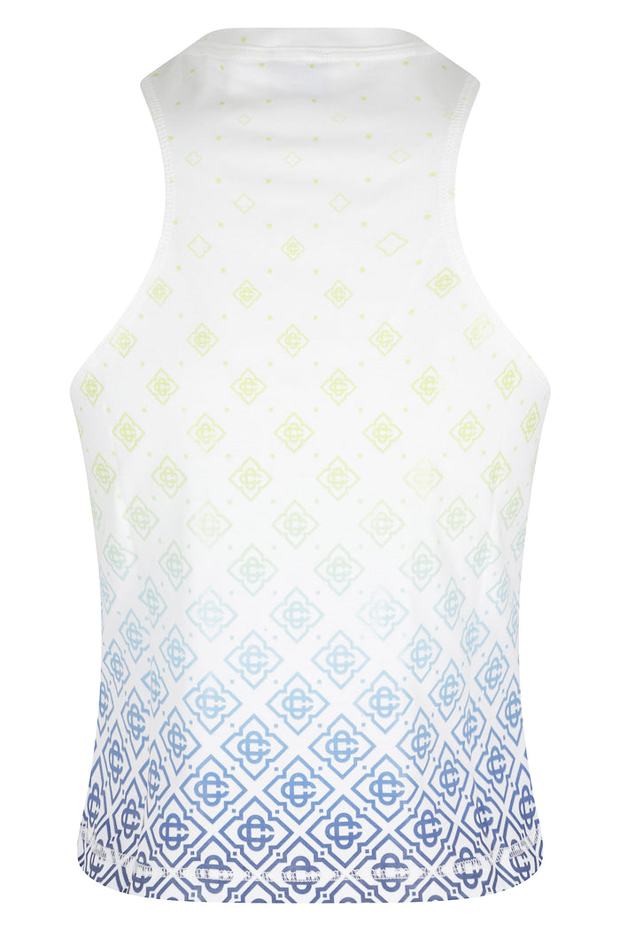 Printed Draped Tank Top White Lyocell