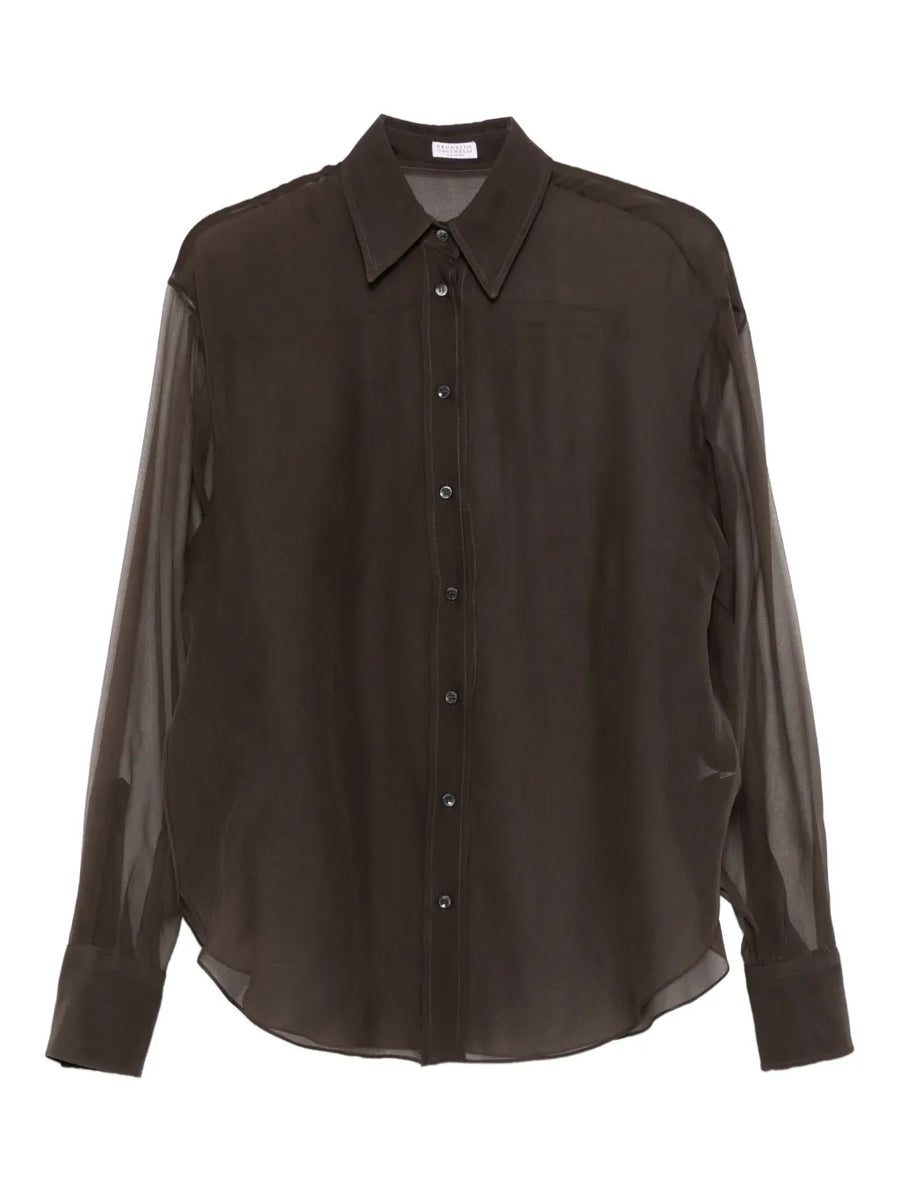 Brunello Cucinelli Silk 100% shirt in brown