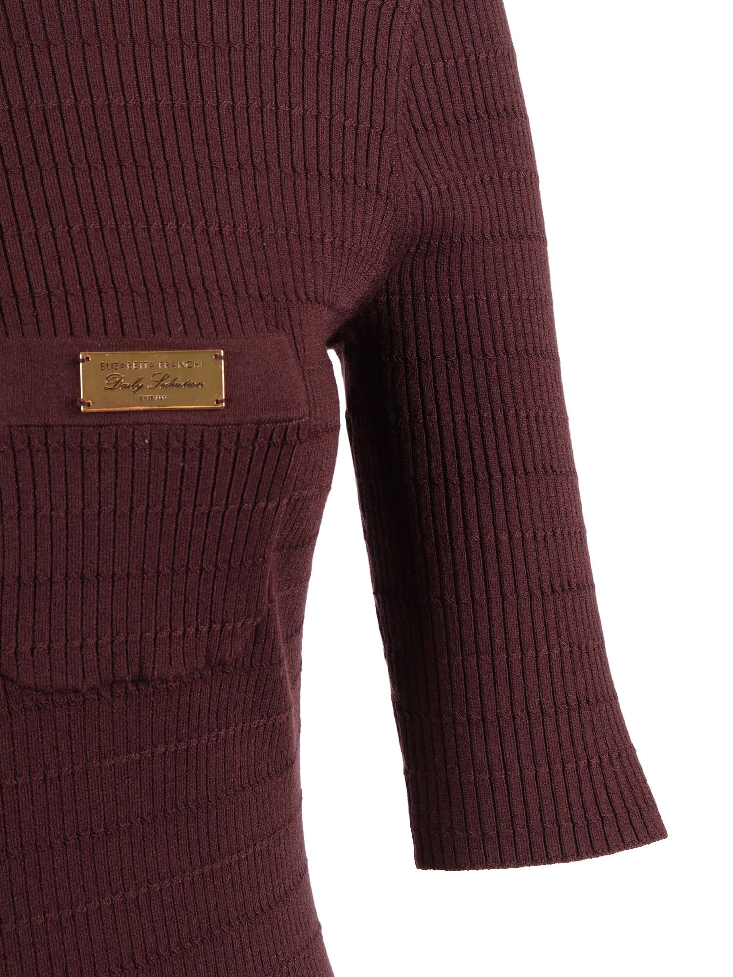 Knitted Top Brown Lyocell Polyamide Silk Crewneck