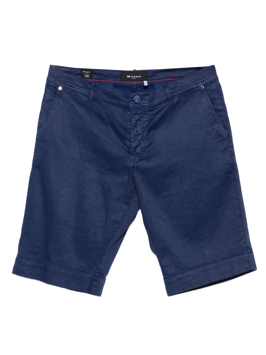 Kiton Outer: Linen/Flax 65% shorts in navy