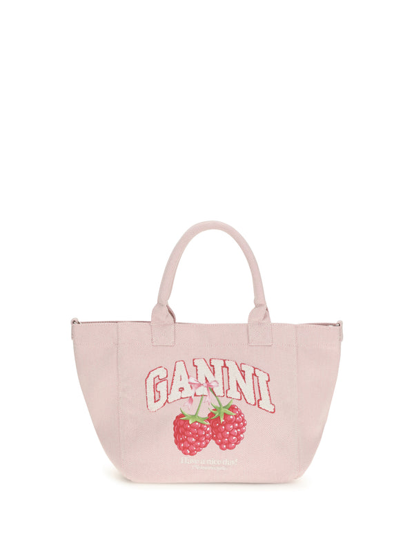 Small Easy Shopper Raspberry Print Egret Recycled Polyester Shoulder Bags