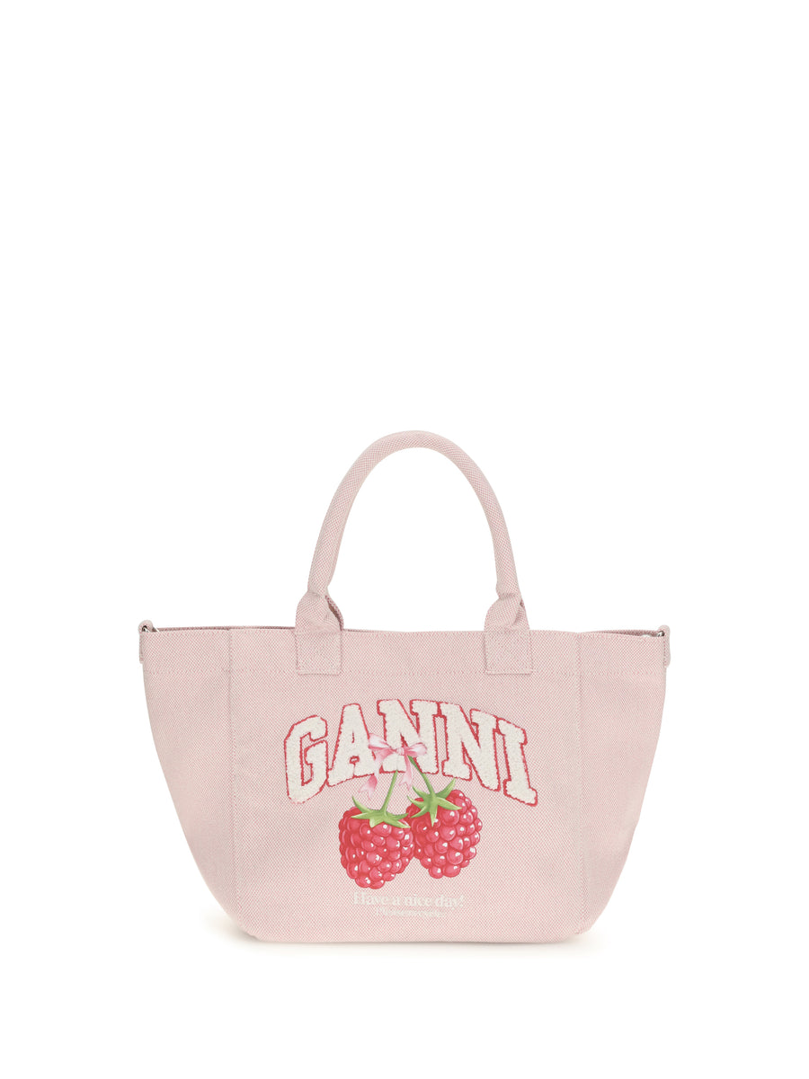 Small Easy Shopper Raspberry Print Egret Recycled Polyester Shoulder Bags