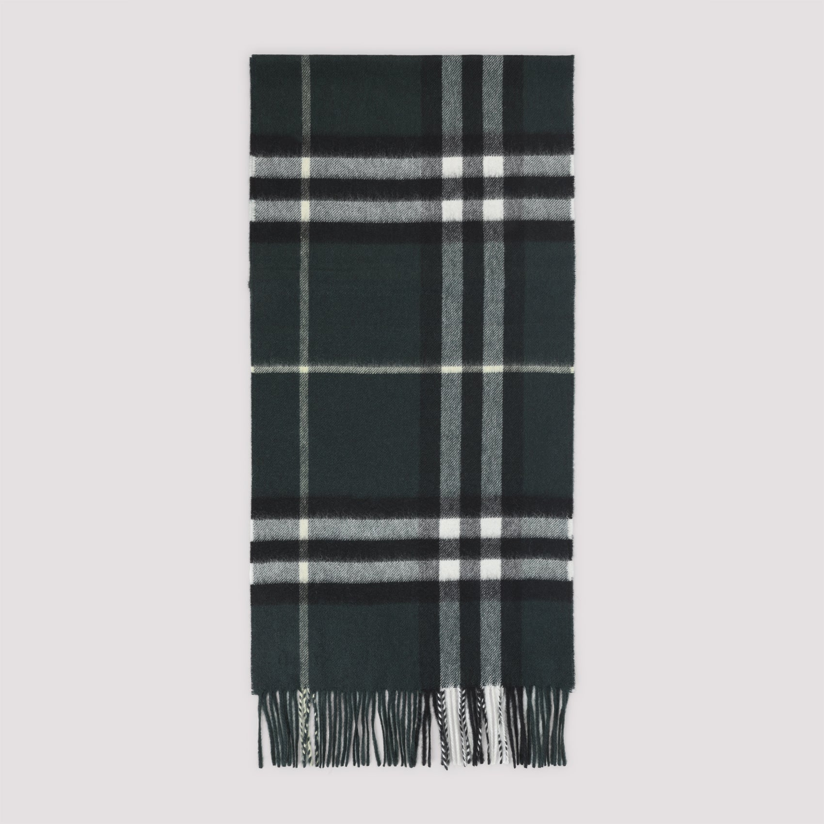 Giant Check Scarf Green Cashmere