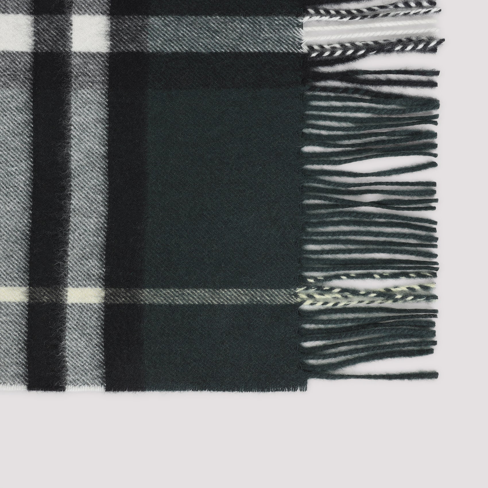 Giant Check Scarf Green Cashmere