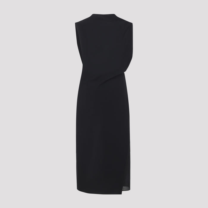 The Drap Midi Dress Black Cotton Polyamide