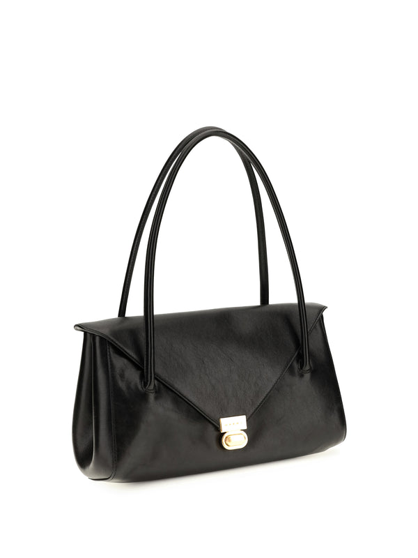 Shoulder Bag East West Leather Black Calf