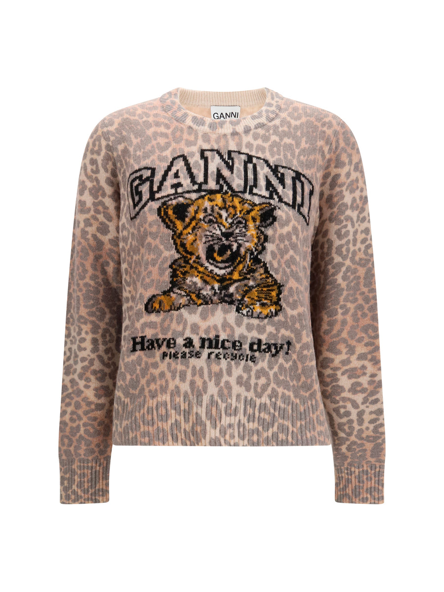 Ganni 80% Merino wool sweater in beige