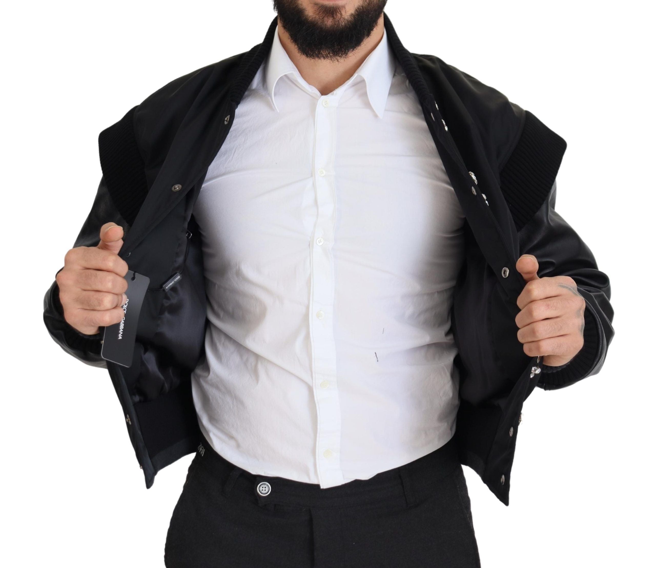 Dolce & Gabbana 90% Nylon bomber jacket in black — view 3