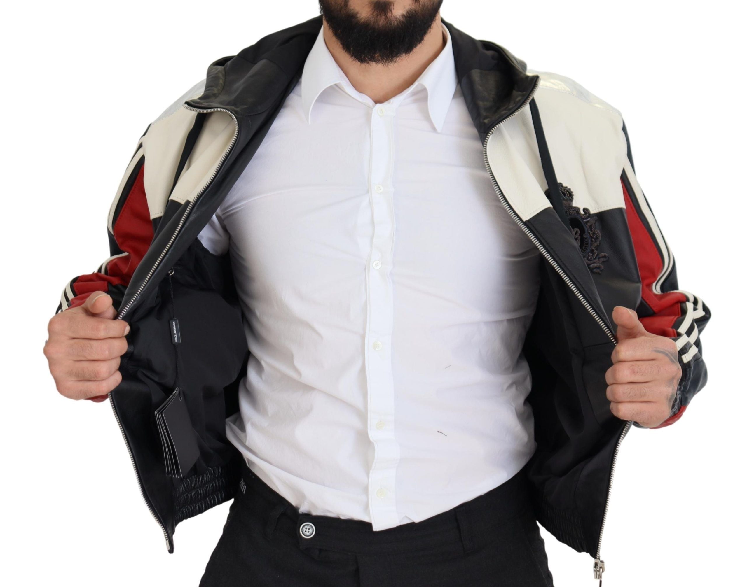 Dolce & Gabbana 100% Leather; Lining: 95% Nylon jacket in black