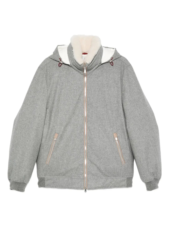 Brunello Cucinelli Outer: Calf Leather jacket in grey