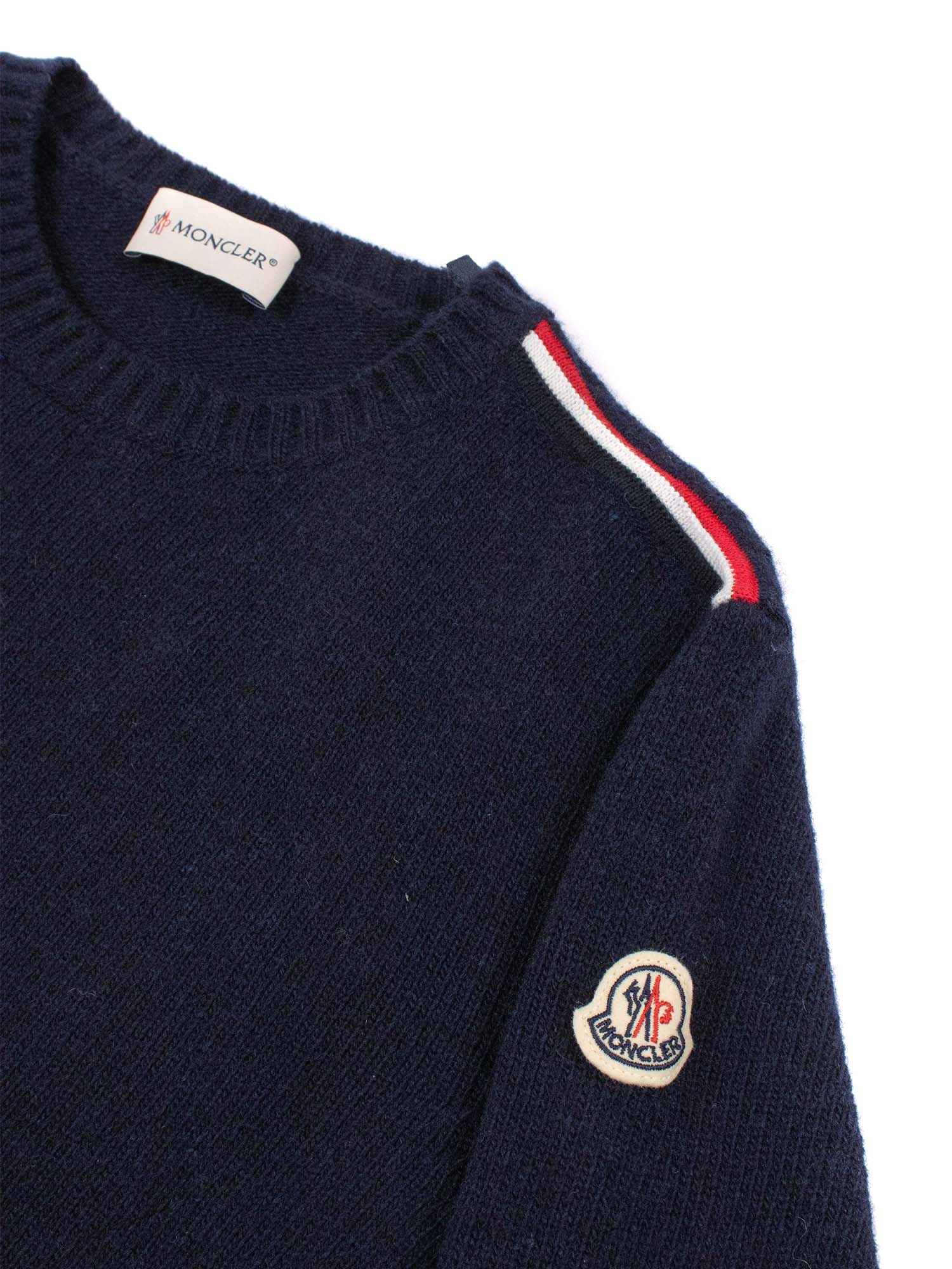 Crew Neck Blue Cotton Fabric 2 Virgin Wool Crewneck
