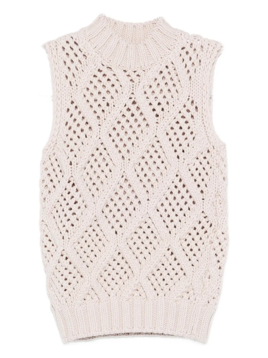 Eleventy Wool 100% tank top in cream