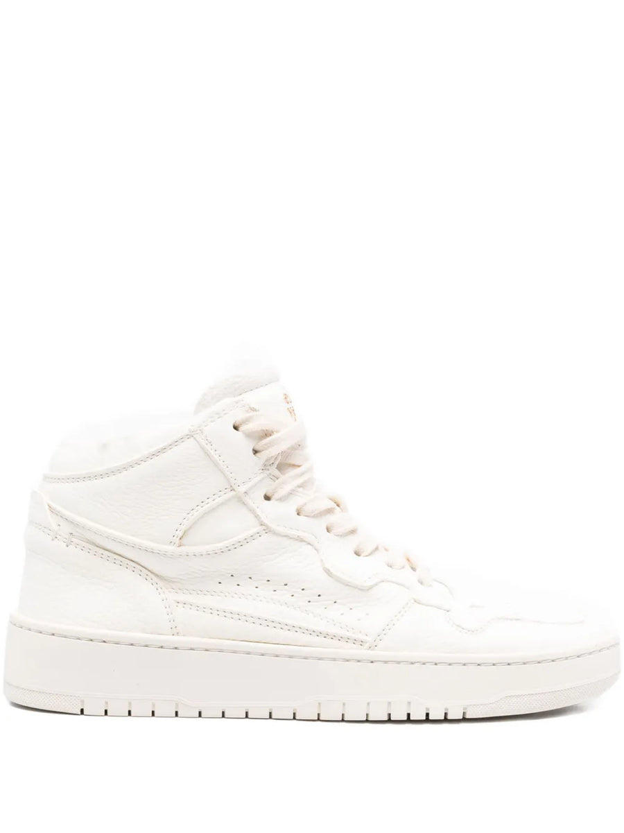 Eleventy calf leather high-top sneaker in white