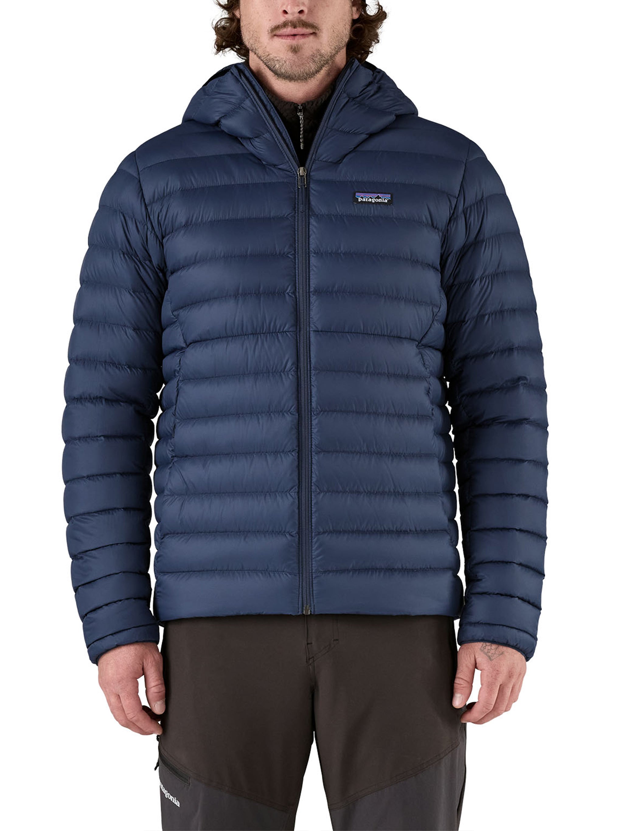 Down Sweater Hoody Blue Piumino