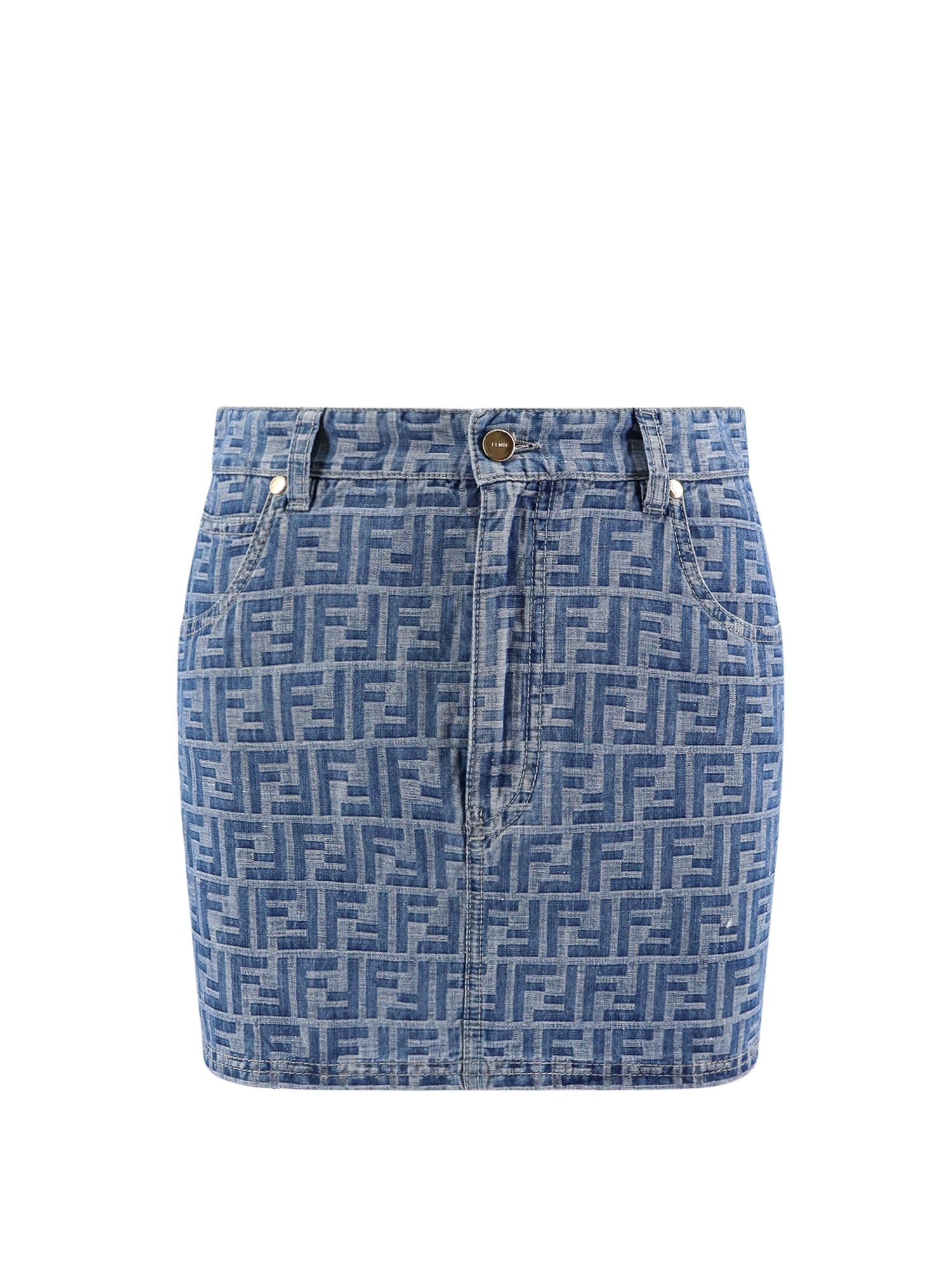 Fendi Skirts Blue Cotone Lino