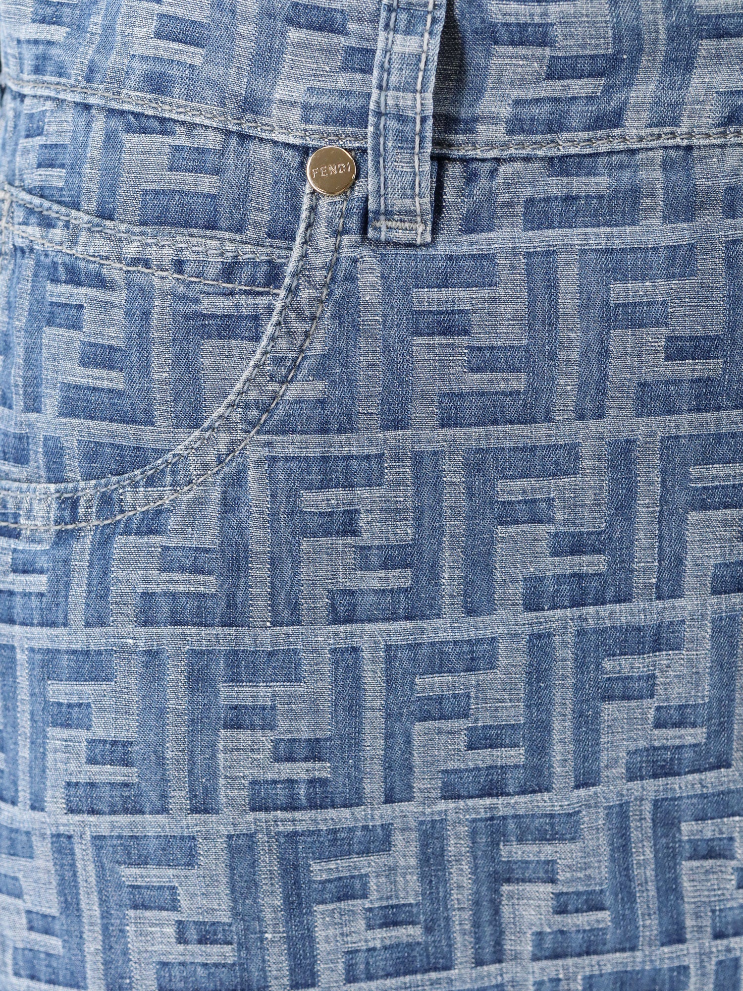 Fendi Skirts Blue Cotone Lino