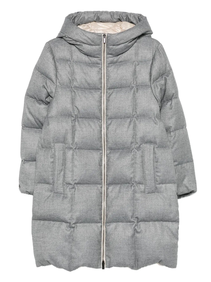Peserico Outer: Polyester 70% down coat in grey