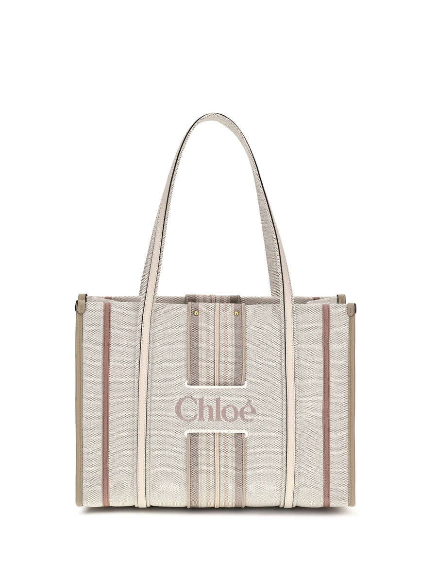 Woody Loop Canvas Tote Bag Nude Cotton; Viscose Shoulder