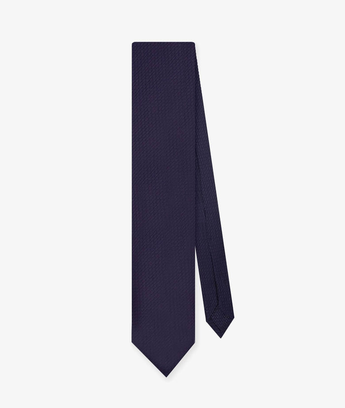 Classic Silk And Cashmere Tricot Tie Navy Small Pattern