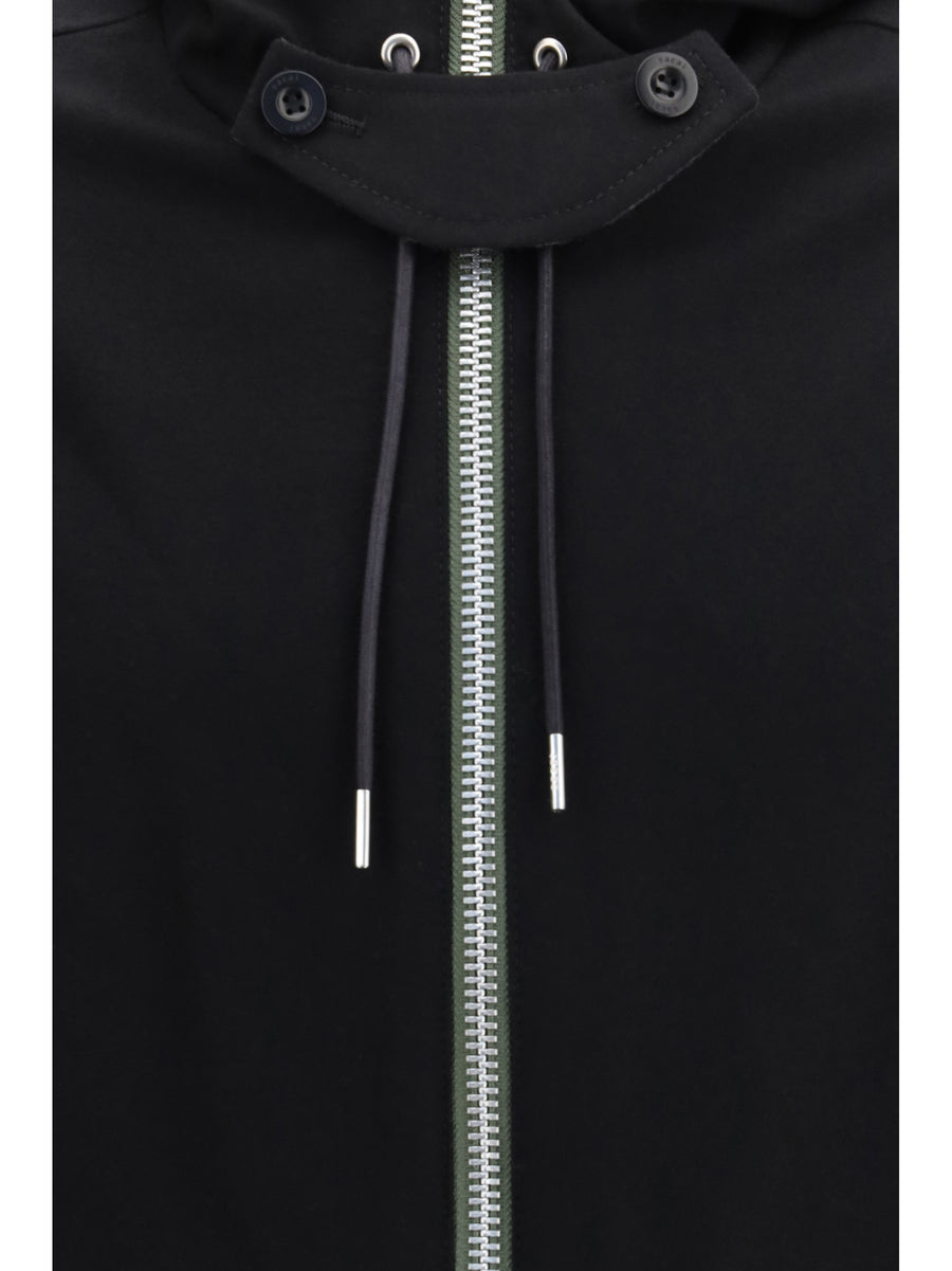 Hooded Flannel Jacket Black Merino Wool Sweatshirts
