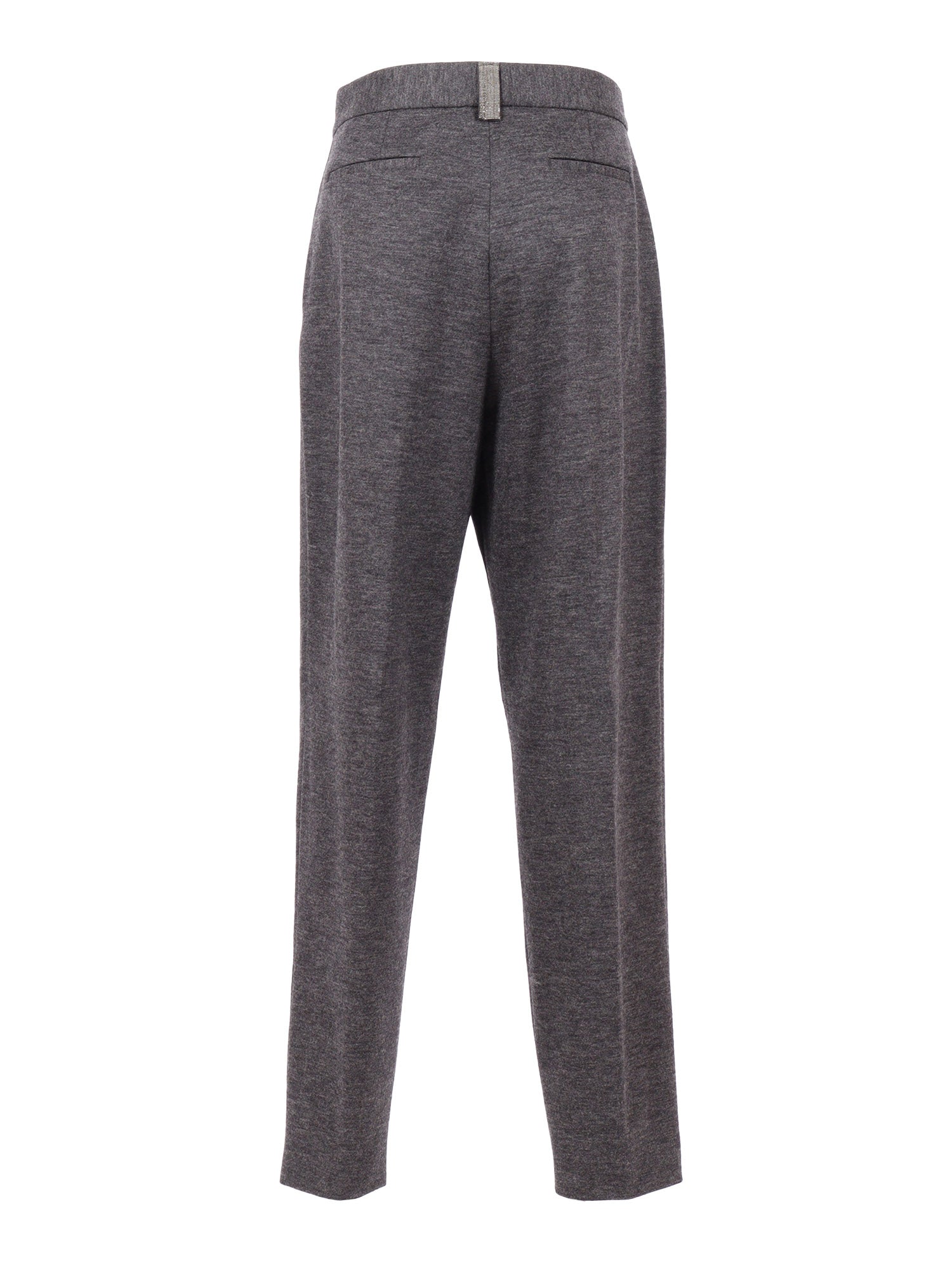 Felted Wool Pleated Trousers With Filo Diamante Detail Grey