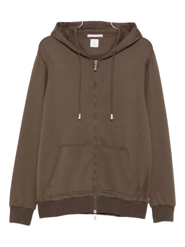 Eleventy Cotton 98% hoodie in brown