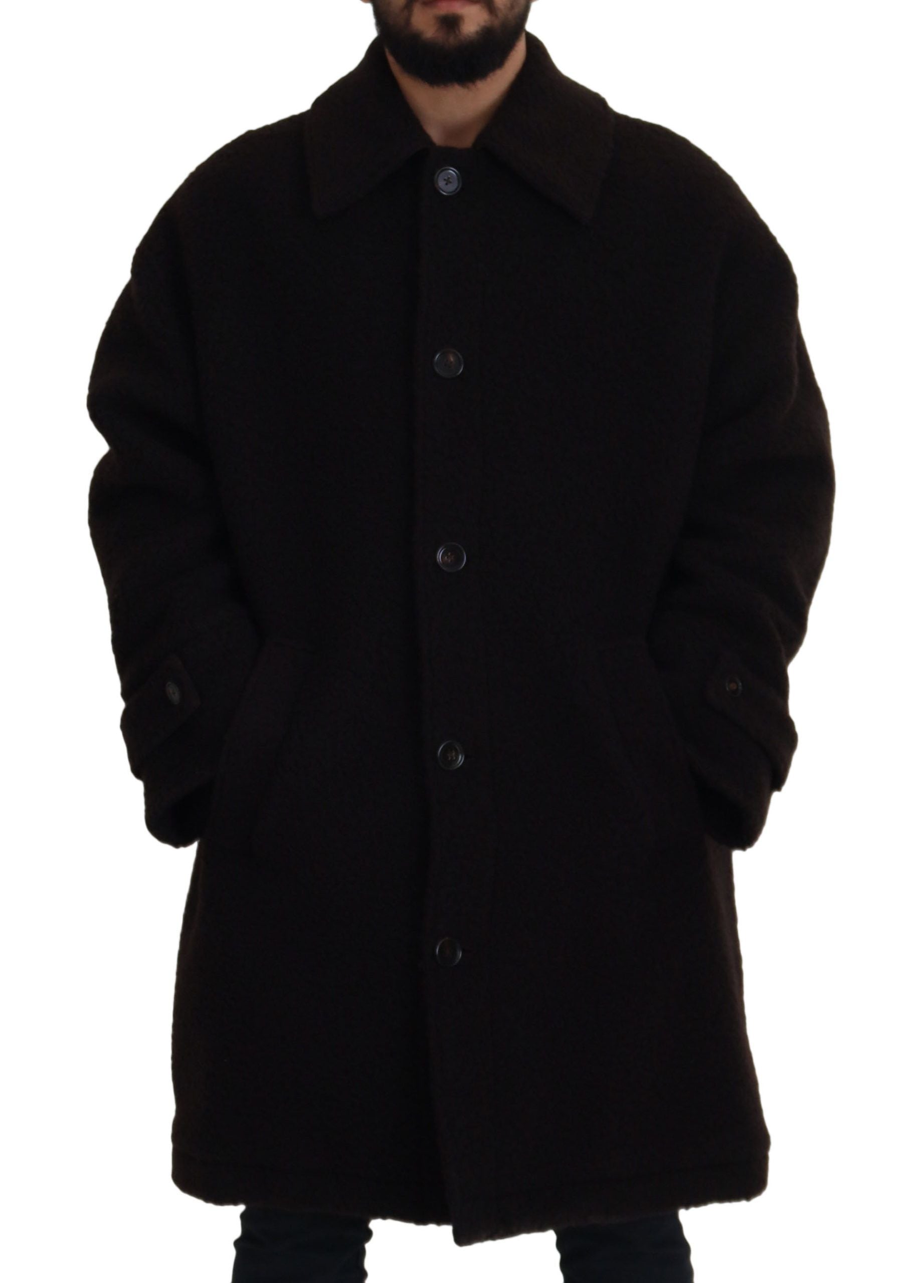 Dolce & Gabbana 45% Alpaca coat in black — view 3