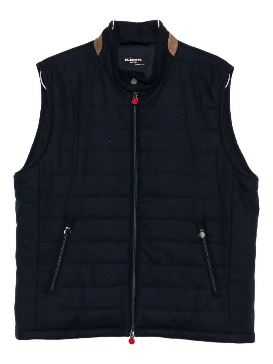 Kiton Outer: Cashmere 50% vest in navy