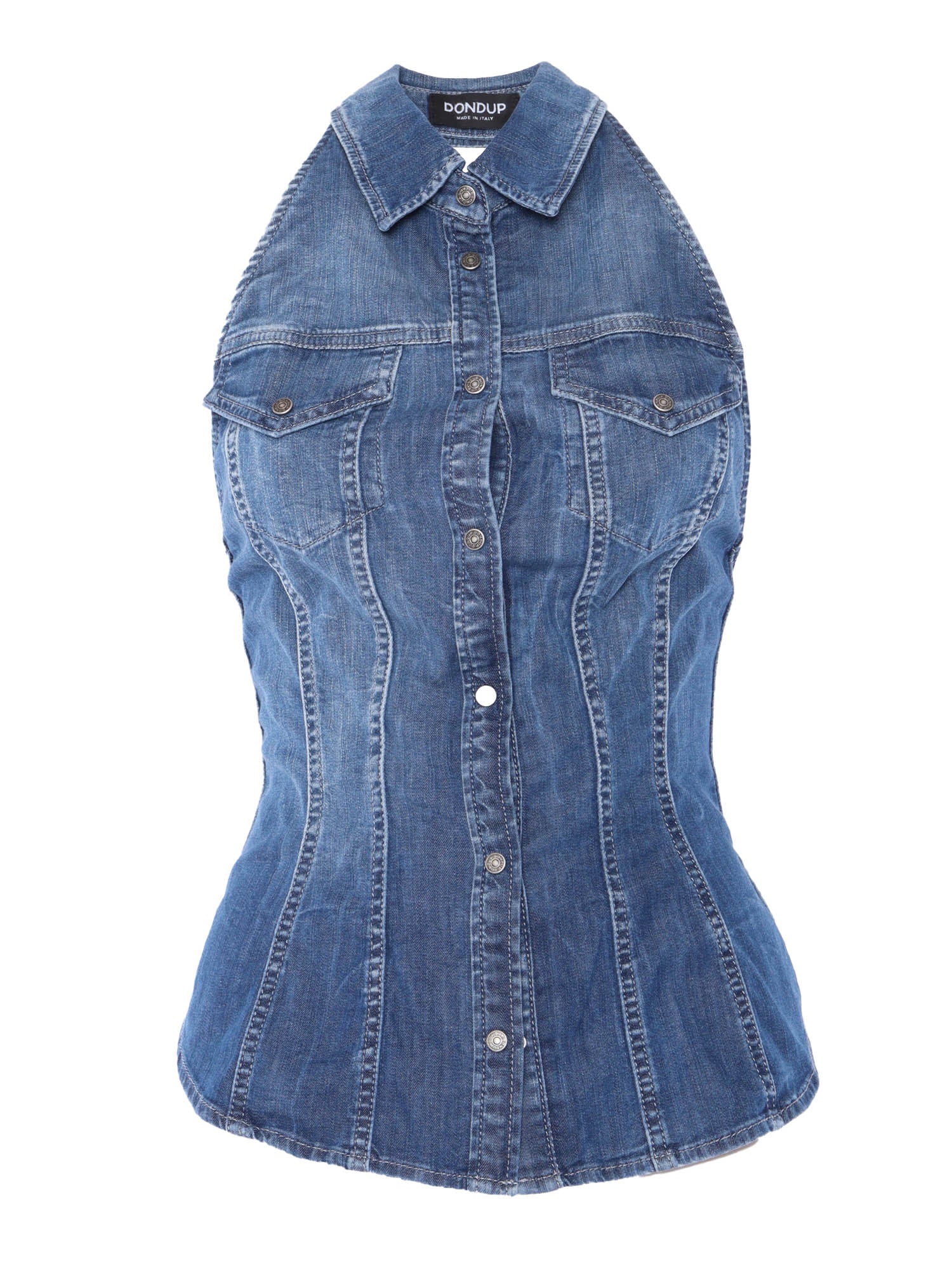 Denim top Blue Cotton Elastane Shirt