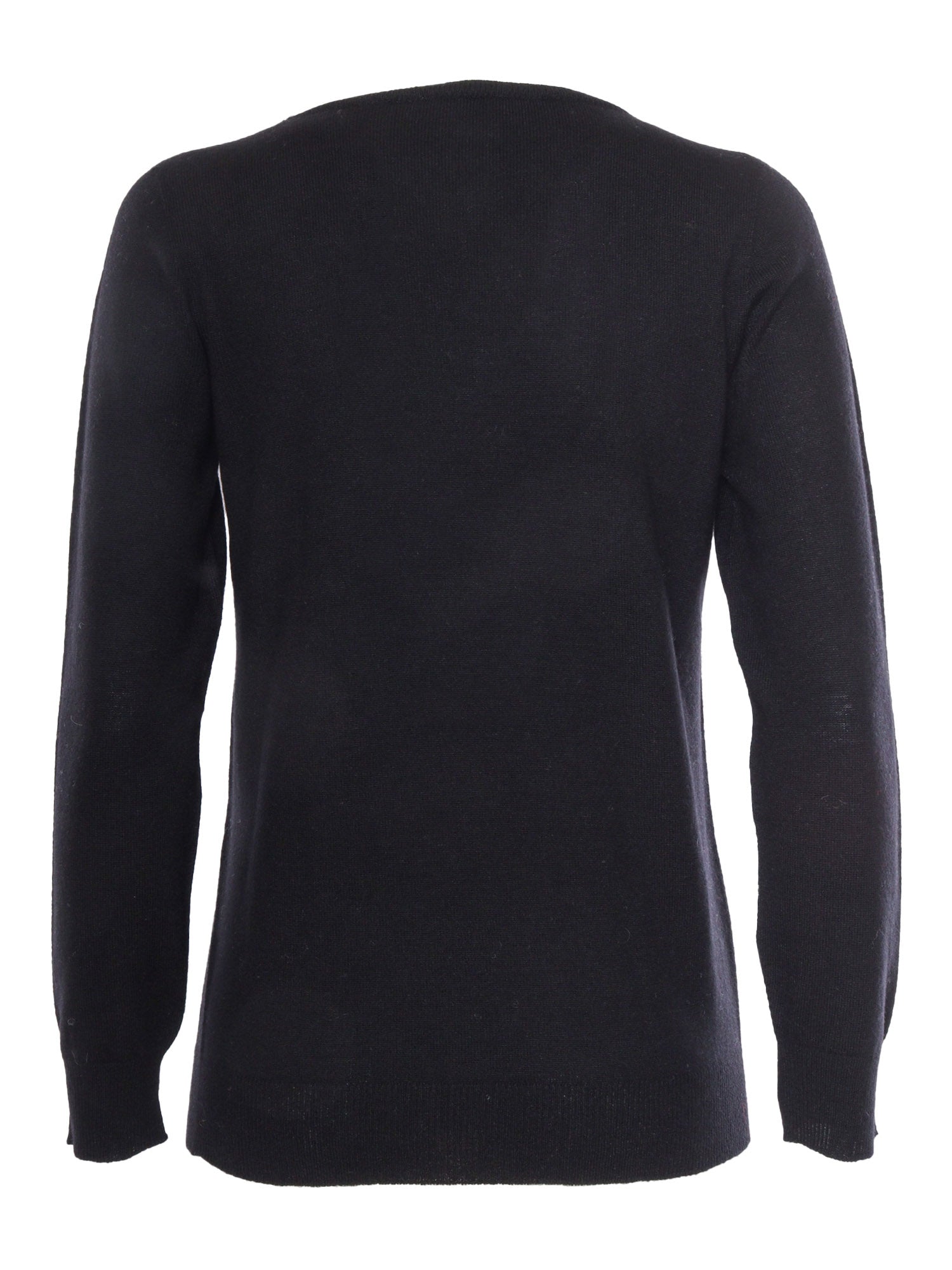 Roundneck Black Wool Cashmere Crewneck