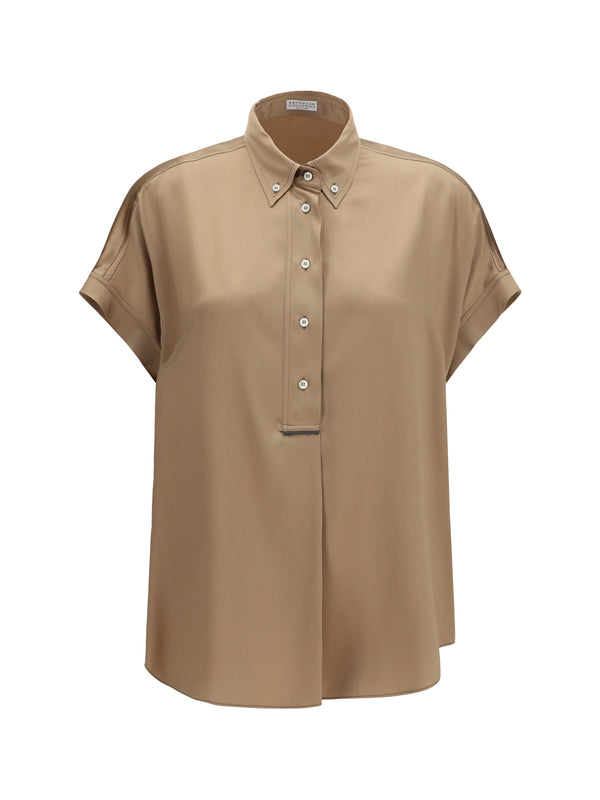 Brunello Cucinelli 96% SILK; 4% ELASTANE shirt in beige
