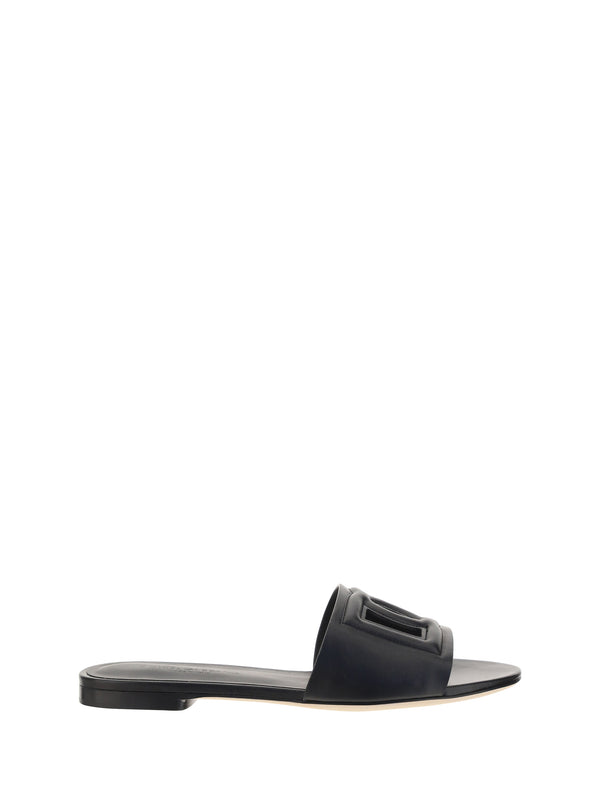 Dolce & Gabbana Upper: 100% calf leather; Sole: 100% calf leather slide sandal in black