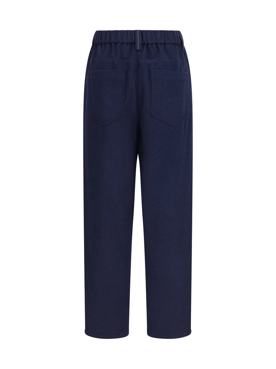 Stretch Wool Pants Blue Merino Trousers
